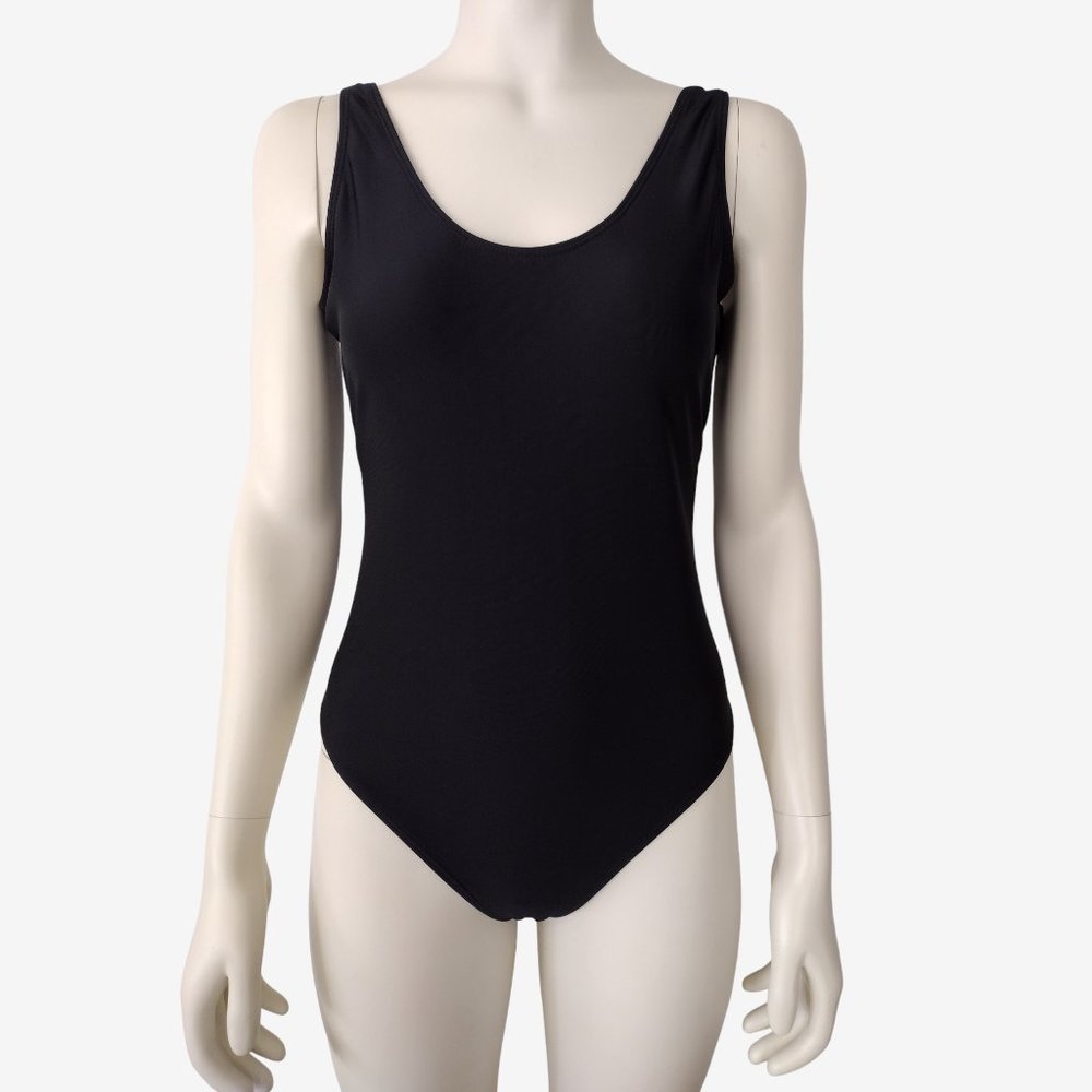 Boohoo Black Scoop Neck Brazilian Thong One Piece Swimsuit Size 12